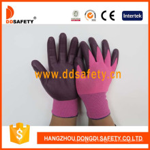 Rose Red Nylon with Dark Purp Nitrile Glove Dnn818